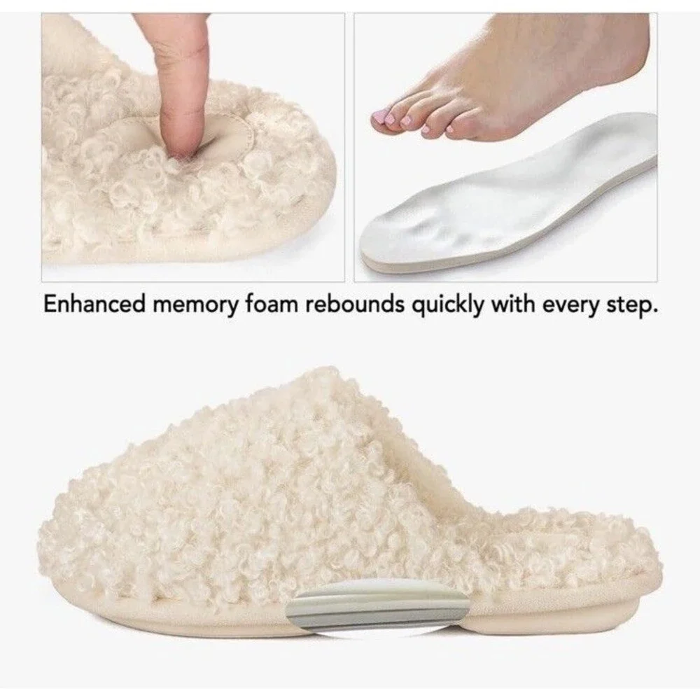 RockDove Women's Twirl Fleece Cozy Scuff Slippers Indoor Non-Slip Rubber Sz 9-10